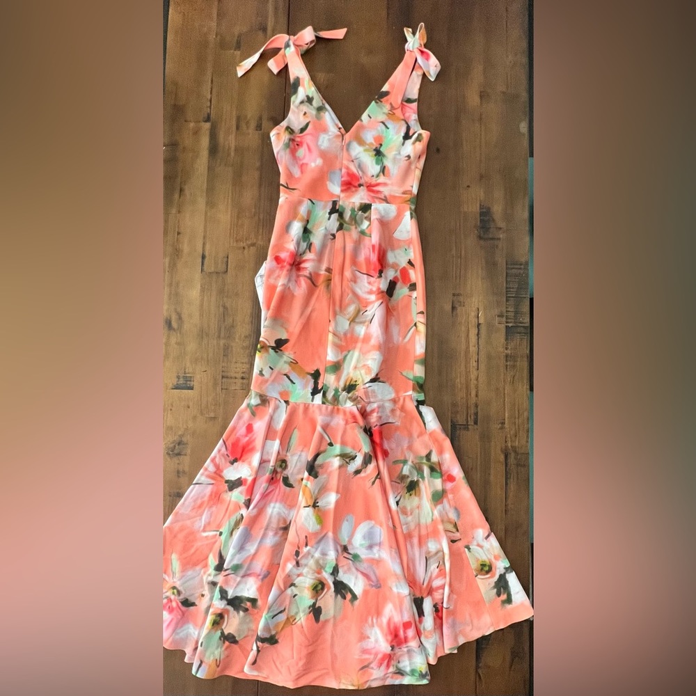 NWOT Dress the Population Hana Coral Floral Dress Sz S.